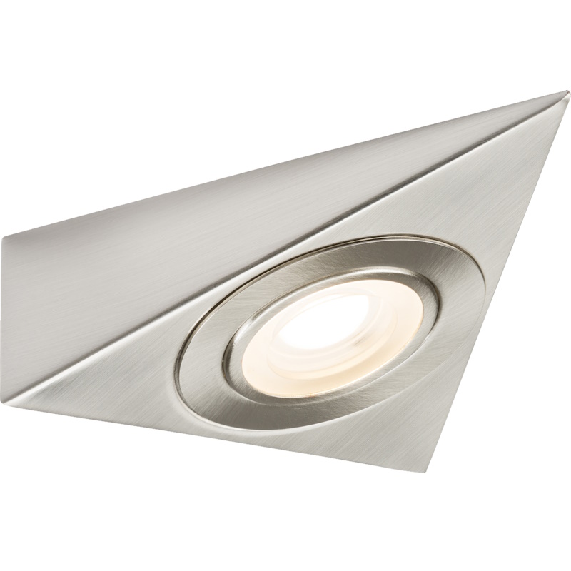 (image for) 230V IP20 2.5W Brushed Chrome Triangular Under Cabinet LED Light With Adjustable Colour Temperature CCT