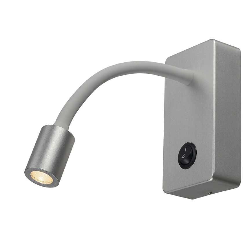 (image for) Pipoflex LED Bedroom Wall Light In Silver Grey - Click Image to Close