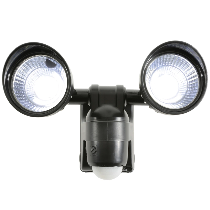 (image for) Twin 3W LED Battery Powered Motion Sensor LED Floodlight In Black