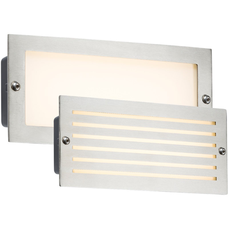 (image for) 230V IP54 5W LED Recessed Brick Light With A Brushed Steel Fascia And White LED