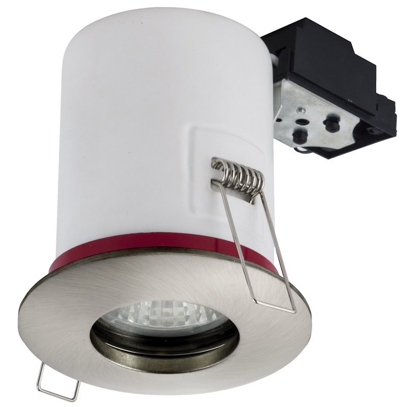 (image for) Emco FIRE024SS 230V IP65 Fire Rated GU10 LED Downlight In Satin Silver