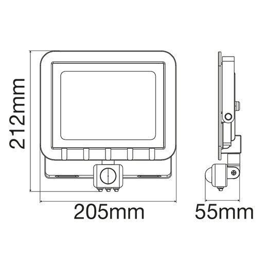 (image for) 50W IP65 Slimline Outdoor LED Floodlight In Black With PIR And Manual Override