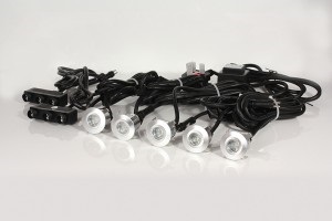 (image for) 5 Light Round IP65 LED Decking Light Kit In Blue - Click Image to Close