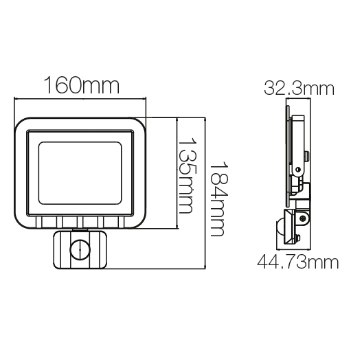 (image for) Emco LSF30P 30W IP65 Slimline Outdoor LED Floodlight In Black With PIR